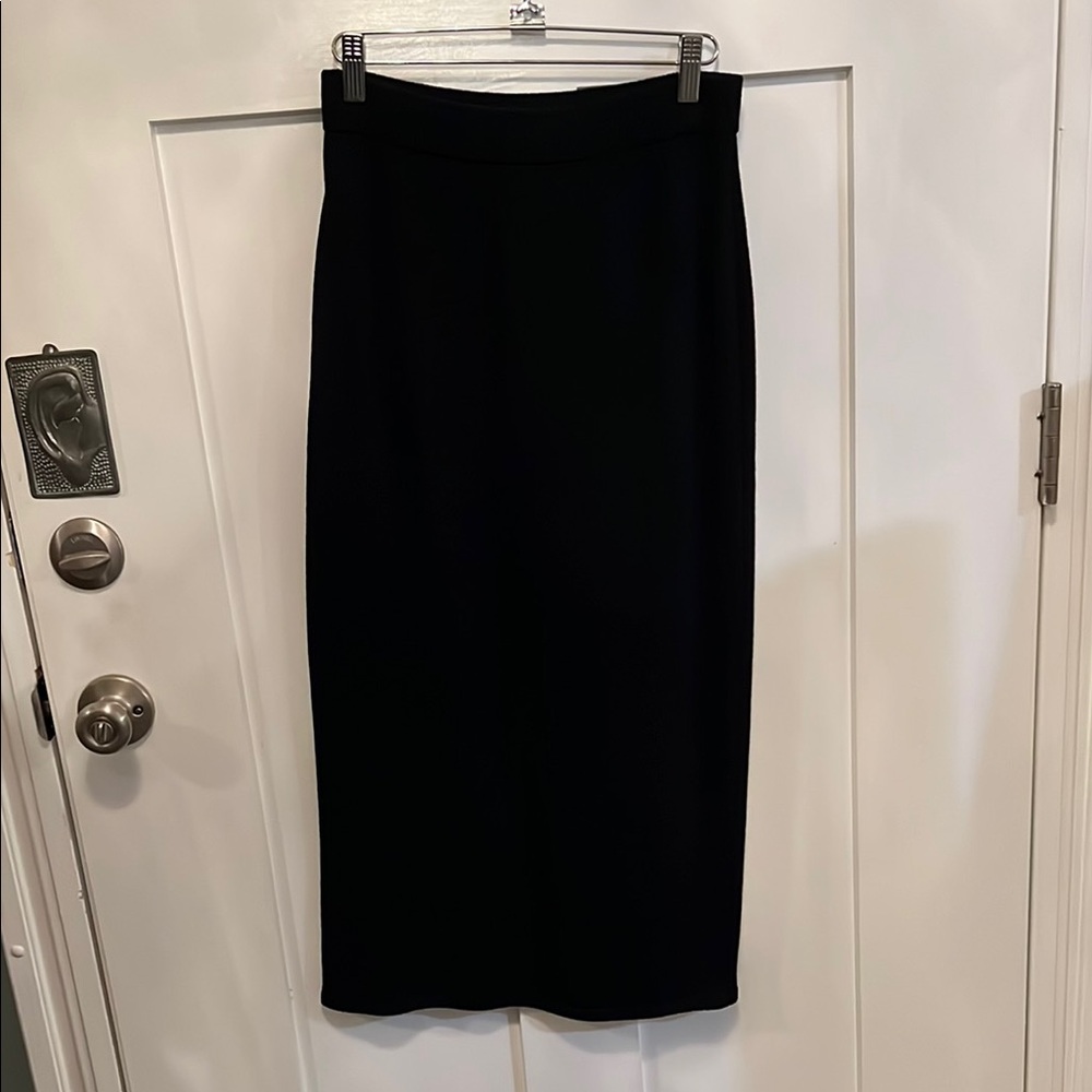 St. John Classic Black Knit Midi Skirt